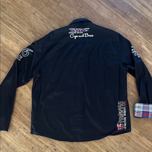 Cipo & Baxx Black Button Down embroidered Shirt, L - Picture 6 of 8
